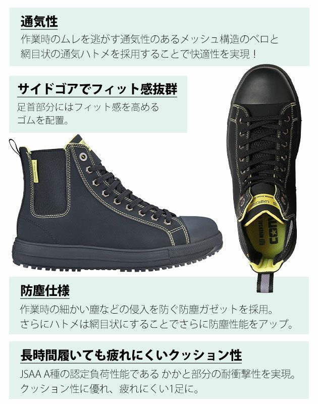 コンバース CONVERS 安全靴 オールスターPS SIDEGORE HI ユニバーサルオーバーオール限定モデル 33701660